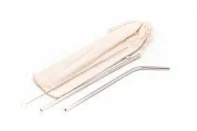 3 Piece Metal Straw Set in Fabric Case