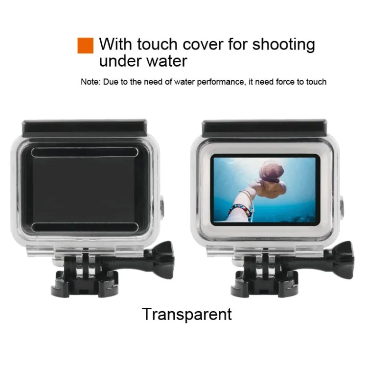 45m Waterproof Housing Protective Case   Touch Screen Back Cover for GoPro NEW HERO /HERO6 /5, with Buckle Basic Mount & Screw & (Purple, Red, Pink) Filters, No Need to Remove Lens (Transparent)