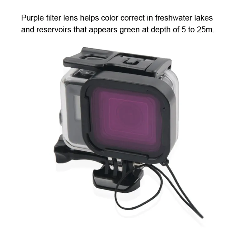 45m Waterproof Housing Protective Case   Touch Screen Back Cover for GoPro NEW HERO /HERO6 /5, with Buckle Basic Mount & Screw & (Purple, Red, Pink) Filters, No Need to Remove Lens (Transparent)