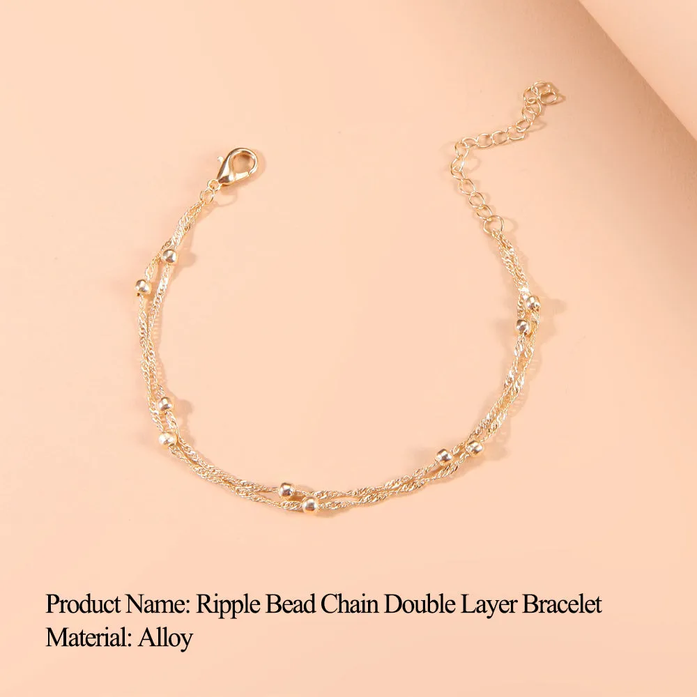 4FunGift® Ripple Bead Chain Double Layer Bracelet