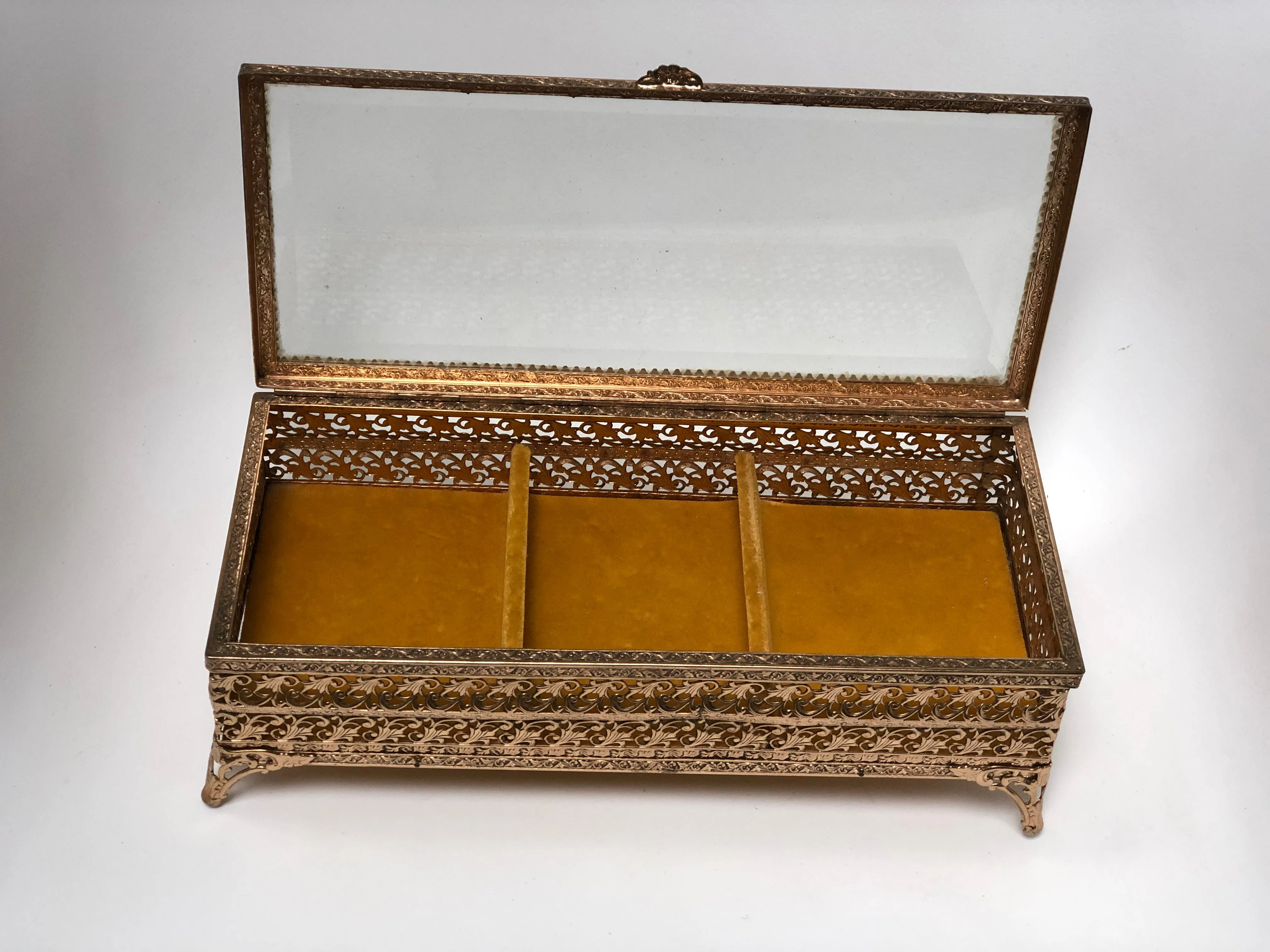 Antique Large 3 dividers Jewelry Box