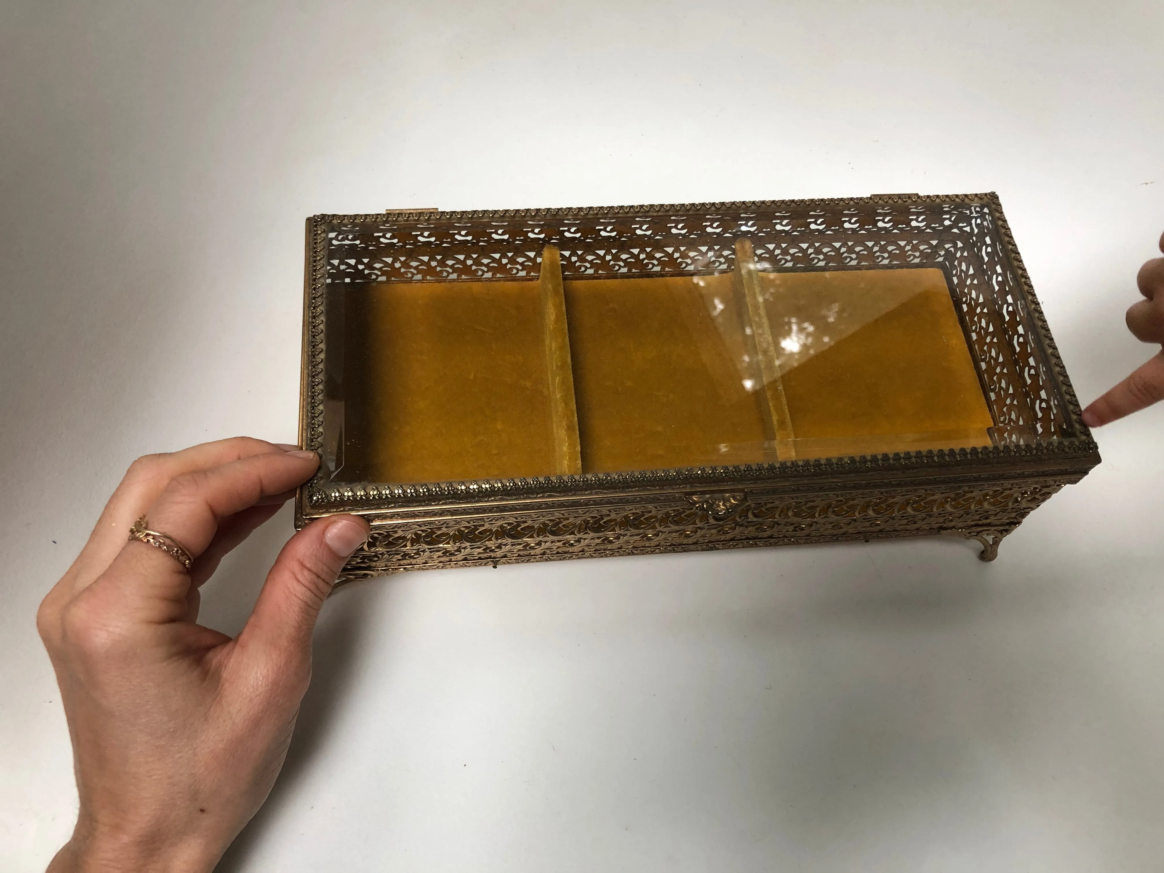 Antique Large 3 dividers Jewelry Box