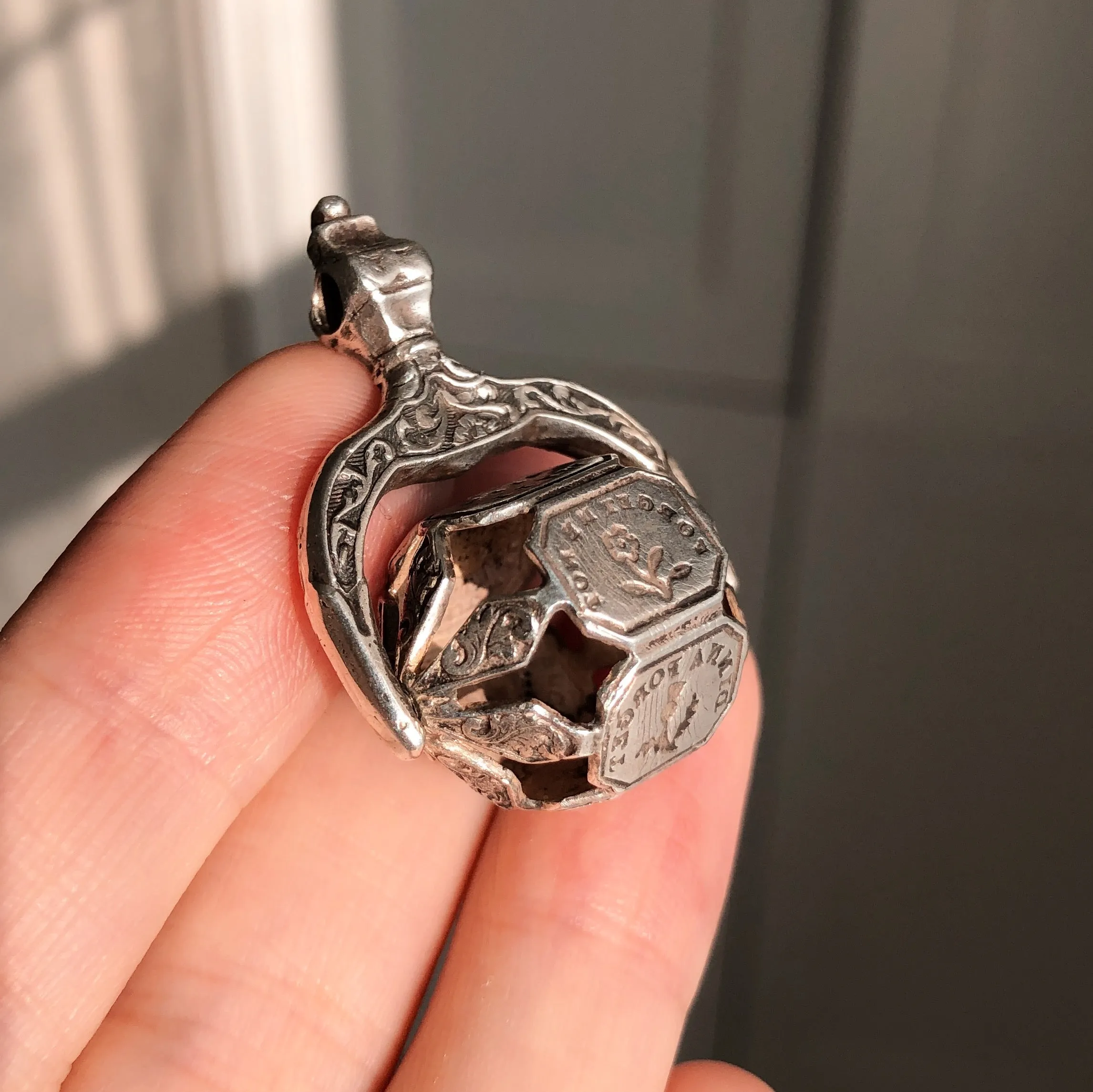 Antique Victorian Spinning Intaglio Wax Seal Pendant