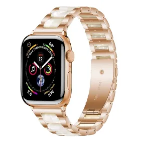 Apple Watch (38/40/SE/41/42mm) Tech-Protect Rustfri Stål Rem - Rose Gold / Hvid Marmor