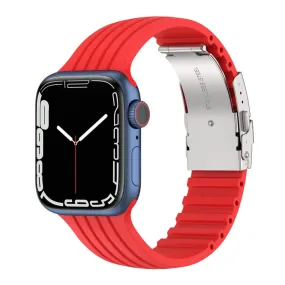 Apple Watch (41mm) stripe silicone watch strap with folding clasp - Red