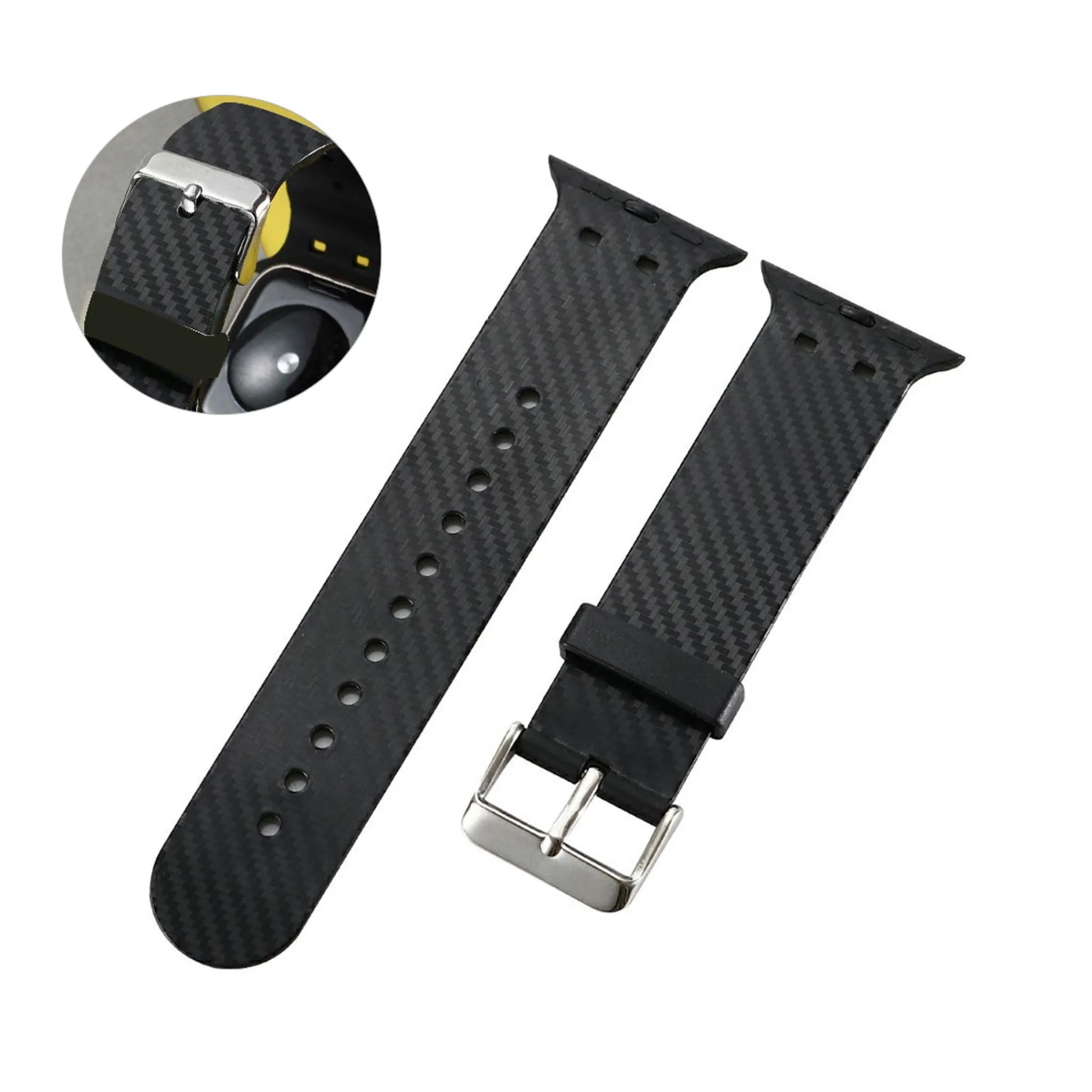 Apple Watch 44mm stylish pattern TPU watch strap - Carbon Fiber