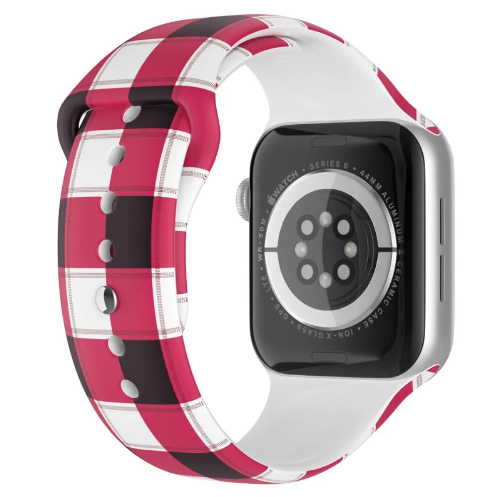 Apple Watch (45mm) christmas pattern silicone watch strap - Plaid / Size: S