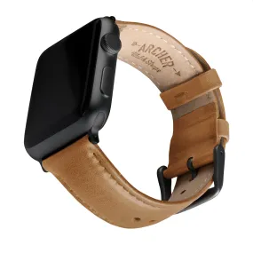 Apple Watch Leather Watch Band - Camel Tan/Matched/Space Gray