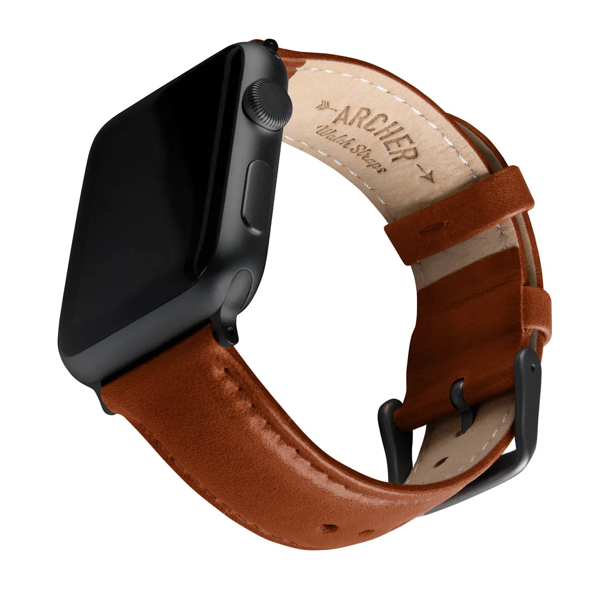 Apple Watch Leather Watch Band - Cognac/Matched/Space Gray