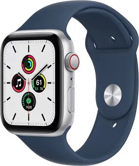 Apple Watch SE (GPS Cellular) 44mm Silver Aluminum - Abyss Blue Sport Band (MKRJ3LL/A)