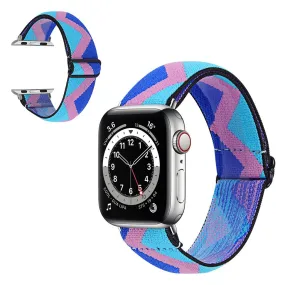 Apple Watch Series 6 / 5 40mm nylon pattern watch band - Blue / Pink / Blue Zig-zag