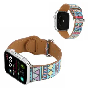 Apple Watch Series 6 / 5 44mm pattern genuine leather watch band - Triangle