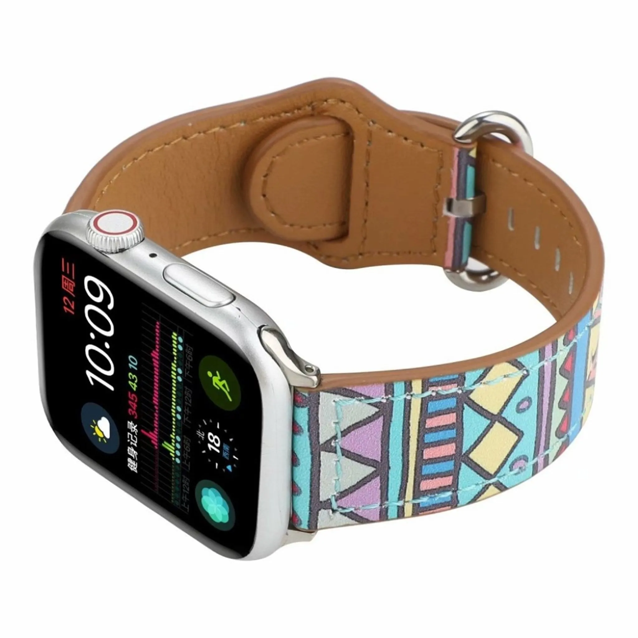 Apple Watch Series 6 / 5 44mm pattern genuine leather watch band - Triangle