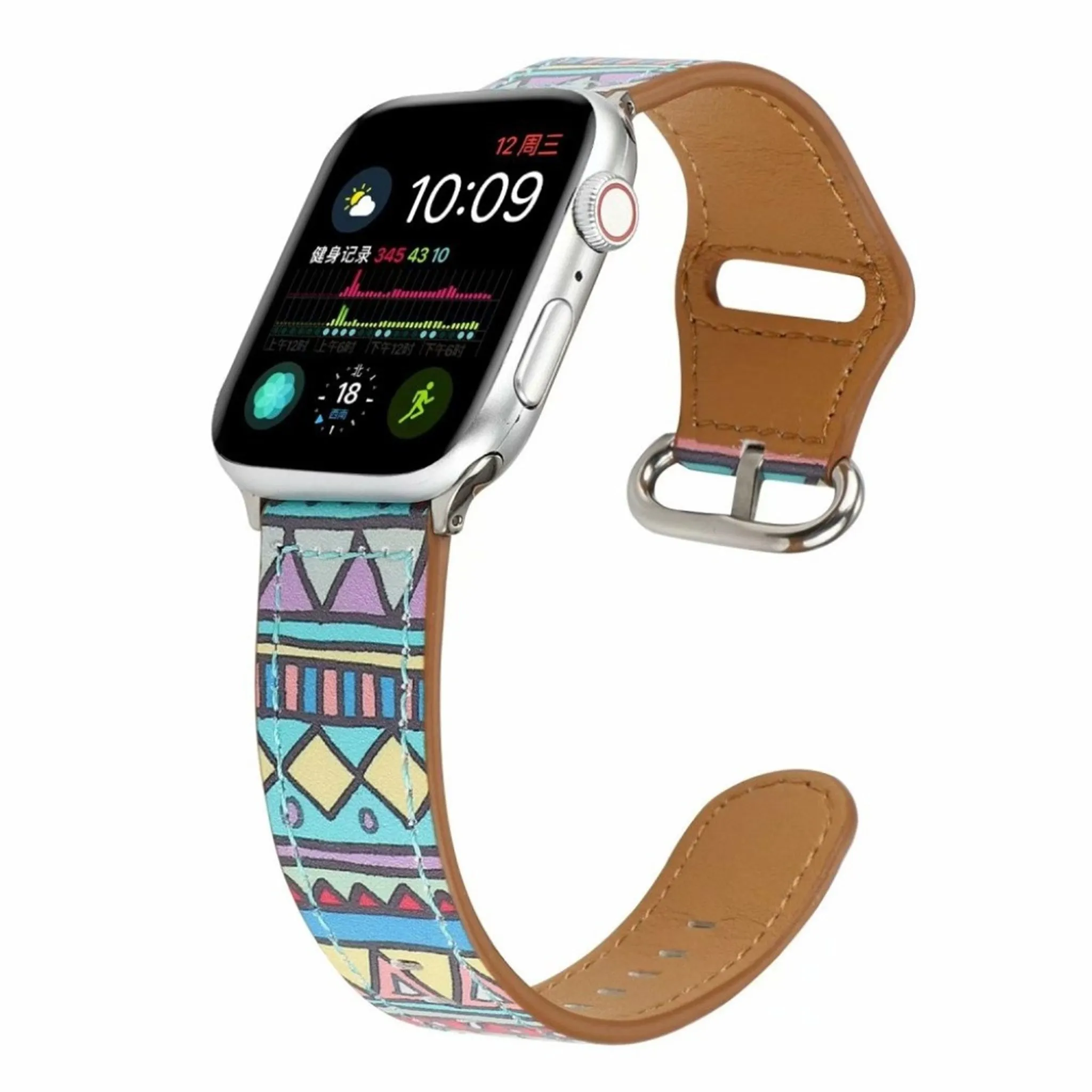 Apple Watch Series 6 / 5 44mm pattern genuine leather watch band - Triangle