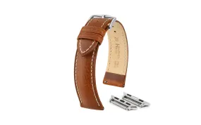 Apple Watch Strap - HIRSCH Boston Golden Brown Buffalo Calfskin Leather