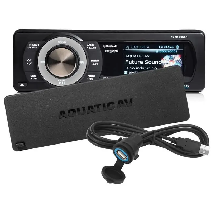 Aquatic Av AQ-MP-5UBT-S Marine Stereo & NK2-116W 6.5" 2-Way Coaxial Marine Speakers