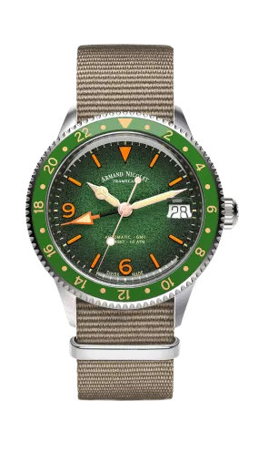 Armand Nicolet Men's Watch VS1 GMT 38mm Green A506AVAA-VS-BN19500AAGG