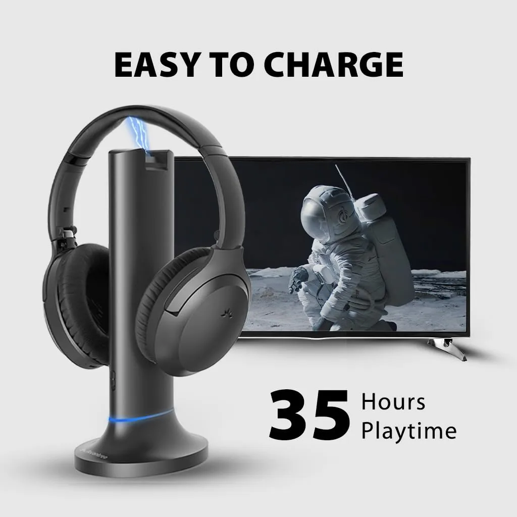 Avantree Opera - Wireless Headphones for TV Watching with Clear Dialogue, Compatible with TVs Equipped with Optical or AUX Audio Output Ports, Passthrough, Enhanced Volume & Comfortable for Seniors