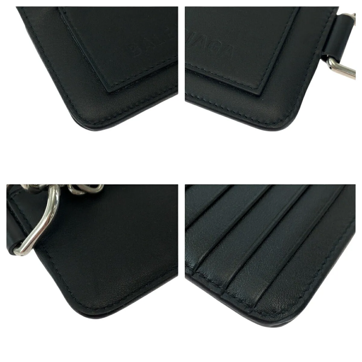 Balenciaga Leather Logo Black Coin Card Case