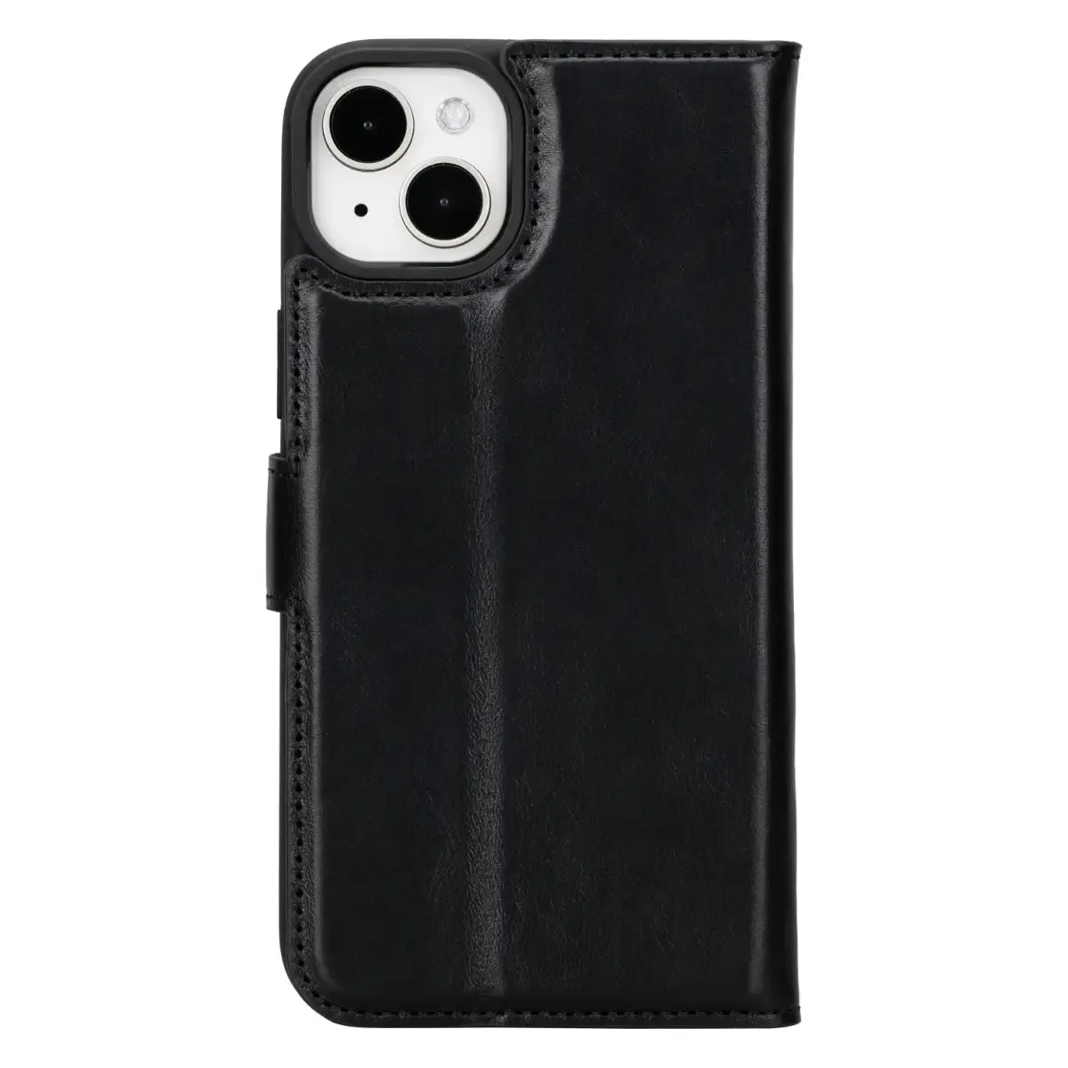 Black Leather iPhone 15 Plus Wallet Case