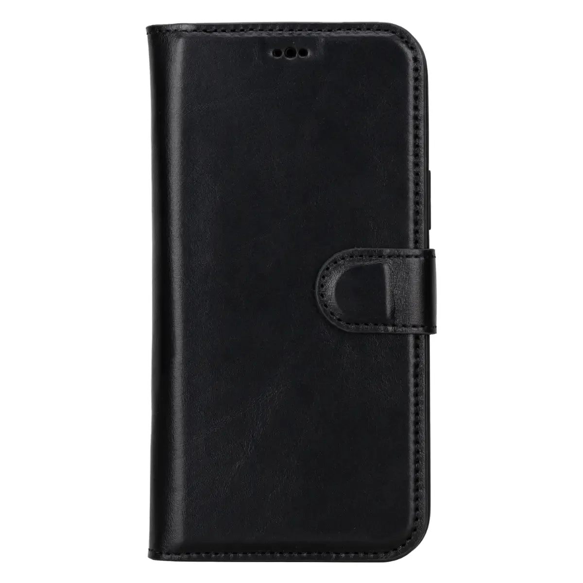 Black Leather iPhone 15 Plus Wallet Case