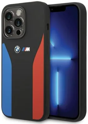 BMW M Series Blue and Red Stripes Silicone for iphone 15 Pro Max 6.7" Black  - BMHCP15X22SCSK