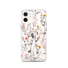 Botanical Wild Flowers Clear iPhone 15 14 13 12 Pro Max Case, Print Cute Aesthetic iPhone 11 Mini SE XS XR X 8 7 Cell Phone Transparent