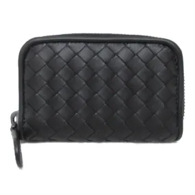 Bottega Veneta Leather Coin Case Wallet Black