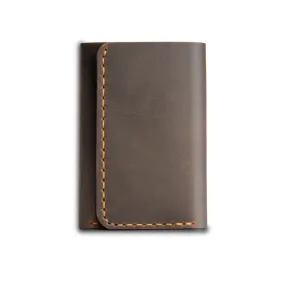 Brown Trifold Leather Compact Key Wallet