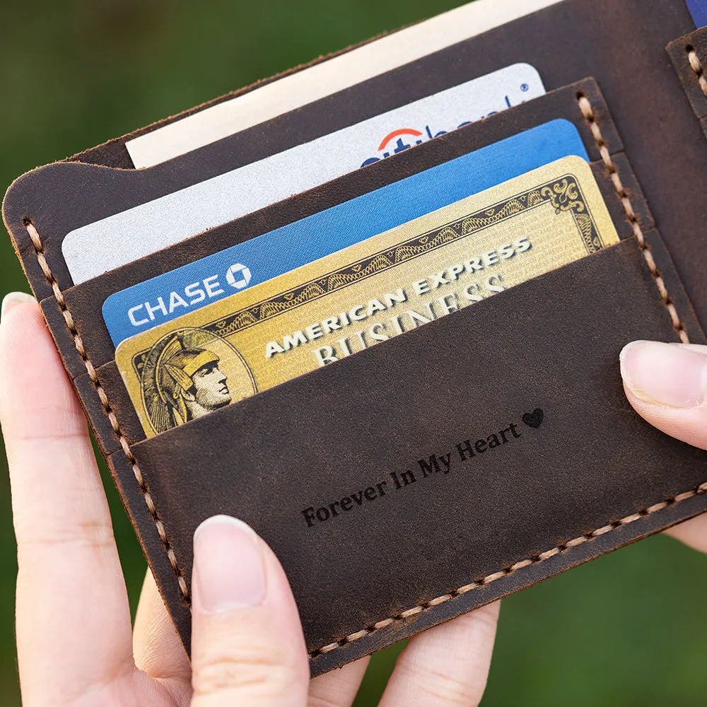 Brown Trifold Leather Compact Key Wallet