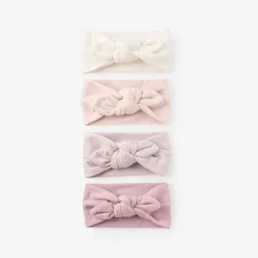 Brushed Cotton Knotted Bow Headband 4 Pack