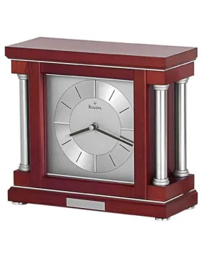 Bulova Ambiance Mantel Clock - Dark Wine Finish - Spun Aluminum Dial