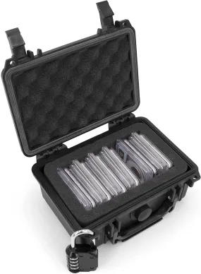 CASEMATIX Graded Coin Case Compatible with 15  PCGS or NGC Coin Slabs, Waterproof Coin Storage Box with Customizable Foam, Includes Padlock