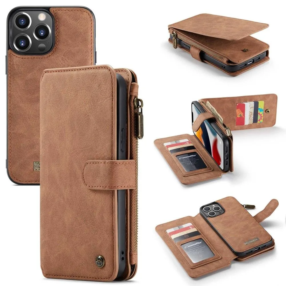 CaseMe iPhone 13 Pro Max Retro Wallet - Brown