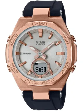 Casio G-Steel G-MS Ana-Digi Womens Black & Rose Gold Watch MSGB100G-1A