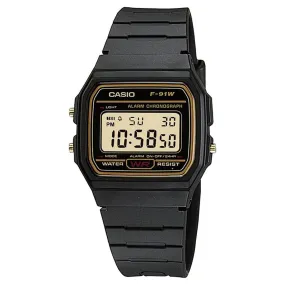 Casio Watch Classic Sports Digital Black/Gold F-91WG-9QDF