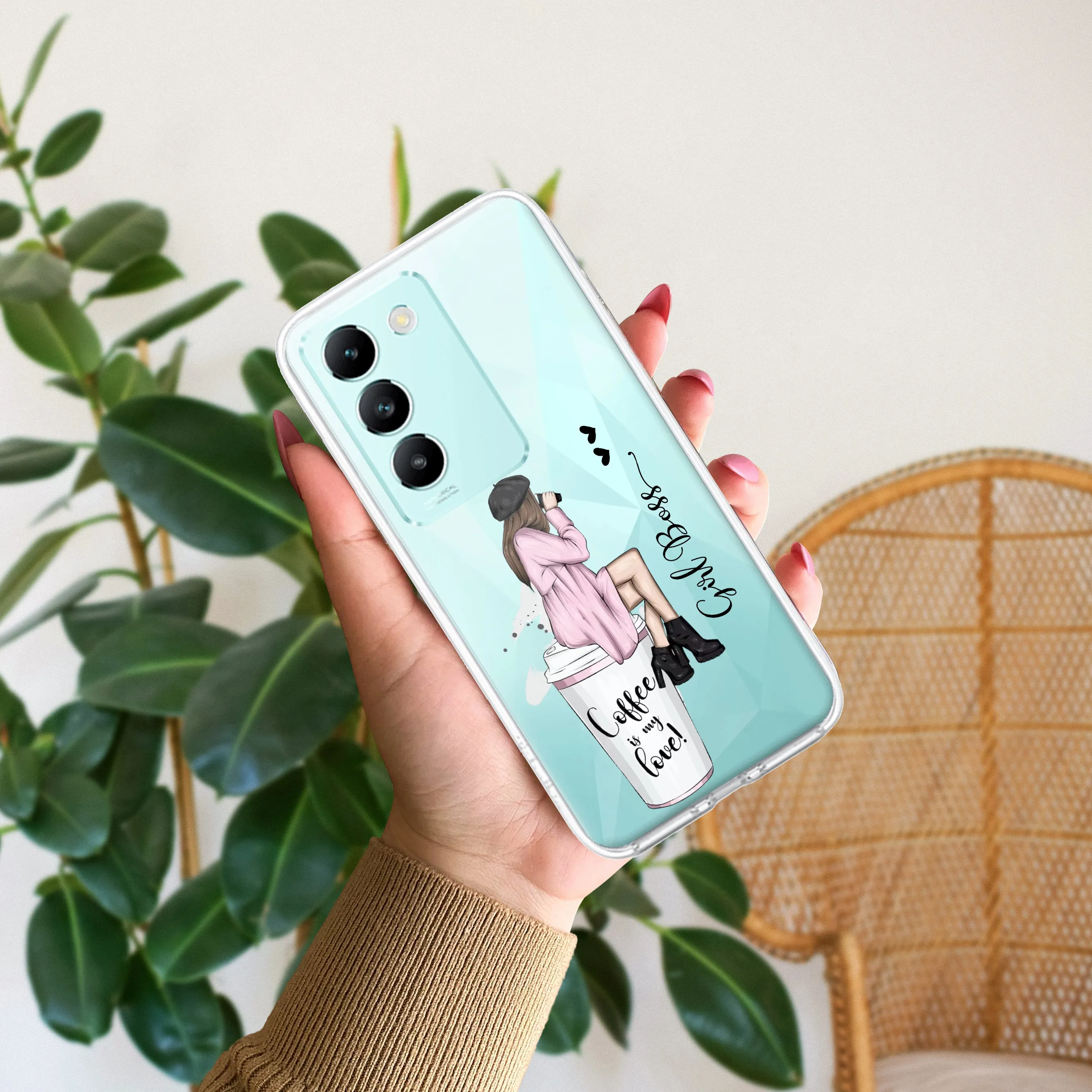 Coffee Lover Customize Transparent Silicon Case For Vivo