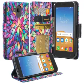 Coverlab Phone Cases for Alcatel Verso / Alcatel Tetra / Alcatel Raven LTE A574BL / Alcatel U50 5044S/ idealXCITE / CameoX 5044R Case [Kickstand] Leather Wallet Case Protective Pouch - Rainbow