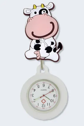 Cow Retractable Fob Watch