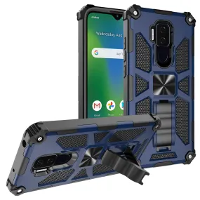 Cricket Influence Case/AT&T Maestro Plus Case [Military Grade] Ring Car Mount Kickstand Hybrid Hard PC Soft TPU Shockproof Protective Case - Blue