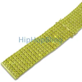 Custom 7 Row CZ Lemonade Watch Strap 24mm