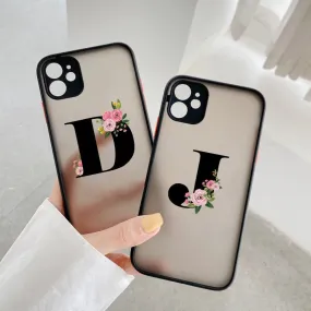 Customized Floral Print with A-Z Initial Letter Back Cover Case For iPhone