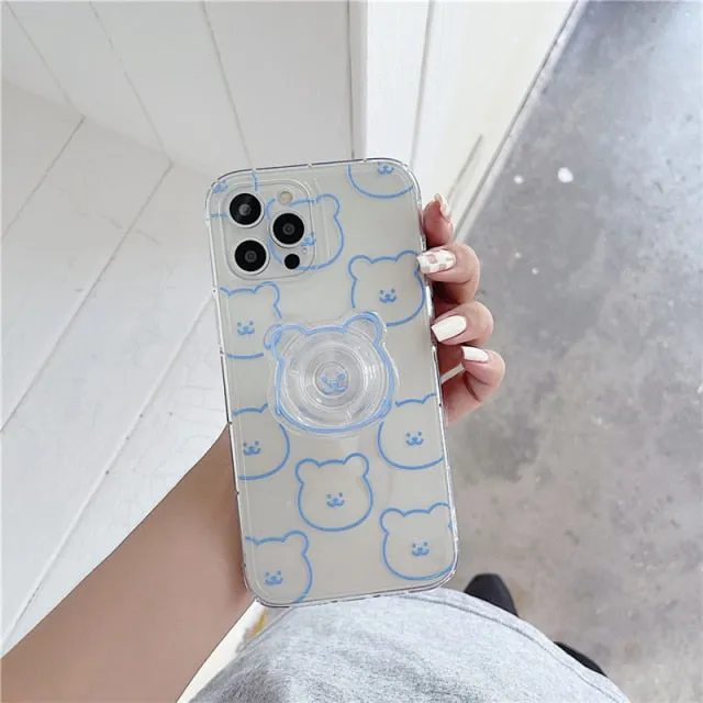 Cute iPhone Case with clear Bear holder