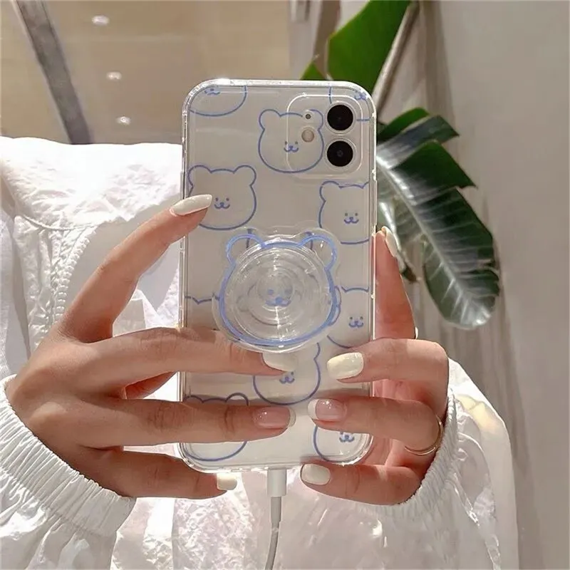 Cute iPhone Case with clear Bear holder