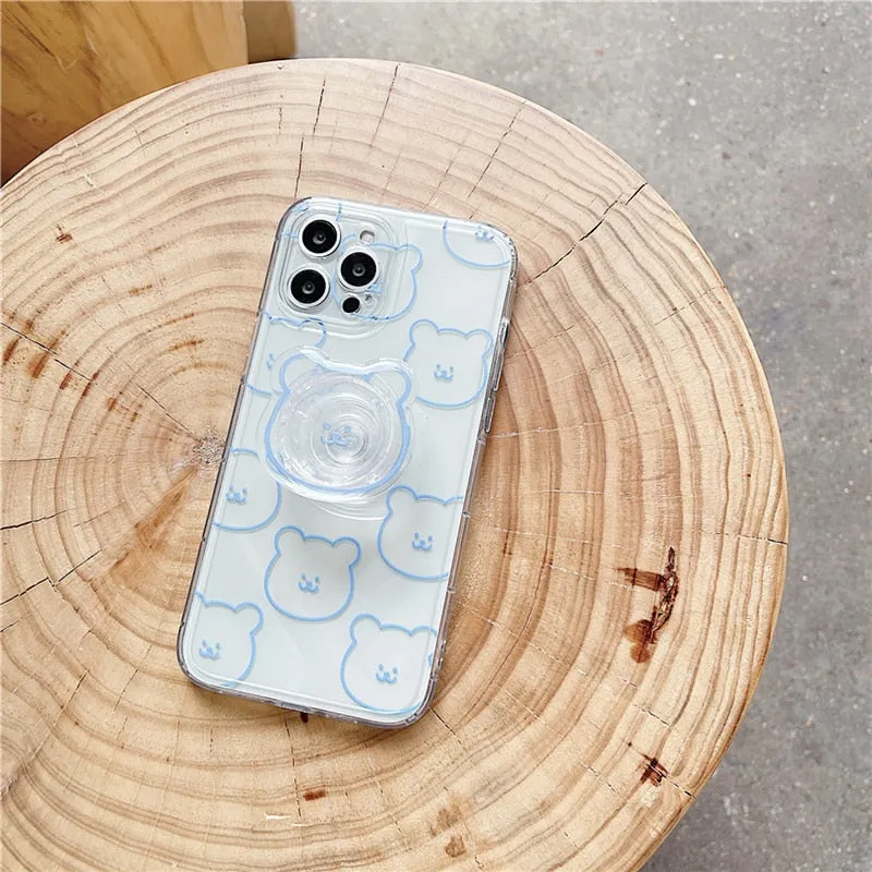 Cute iPhone Case with clear Bear holder