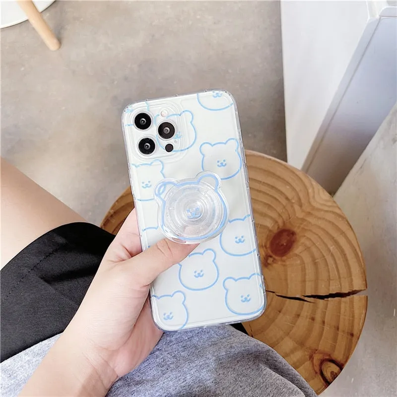 Cute iPhone Case with clear Bear holder