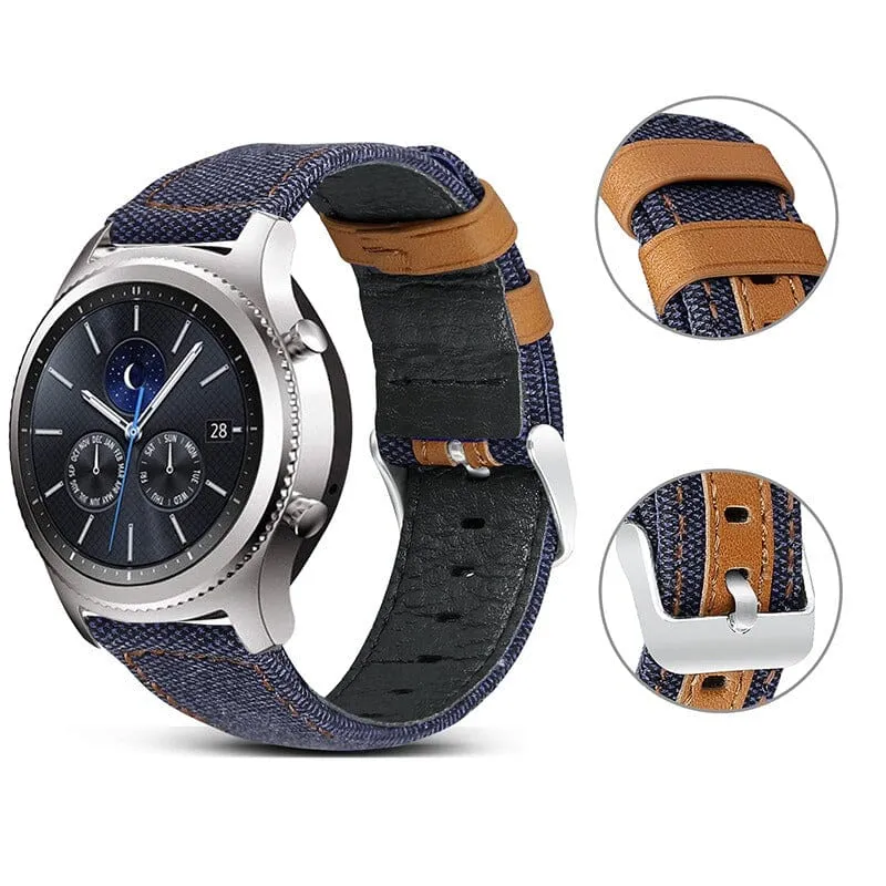 Denim & Leather Watch Straps Compatible with the Huawei Watch Fit