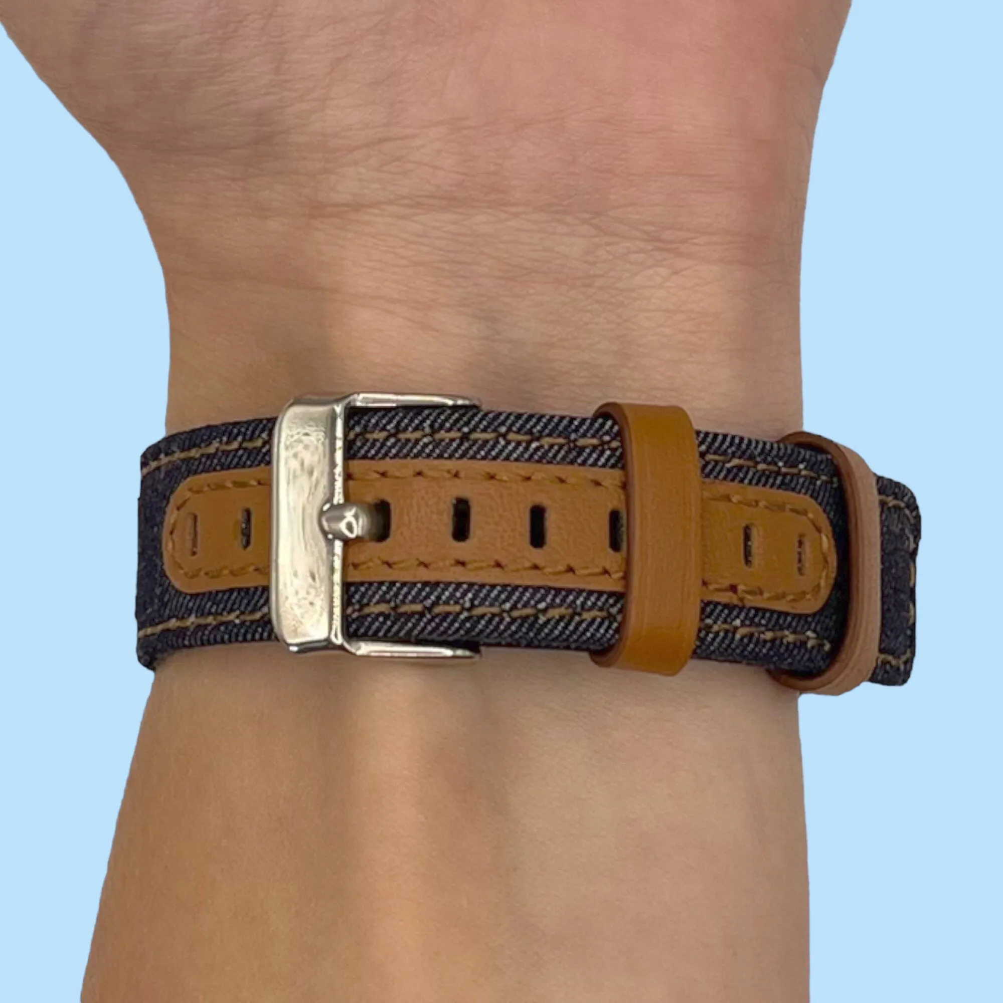 Denim & Leather Watch Straps Compatible with the Oppo Watch 41mm