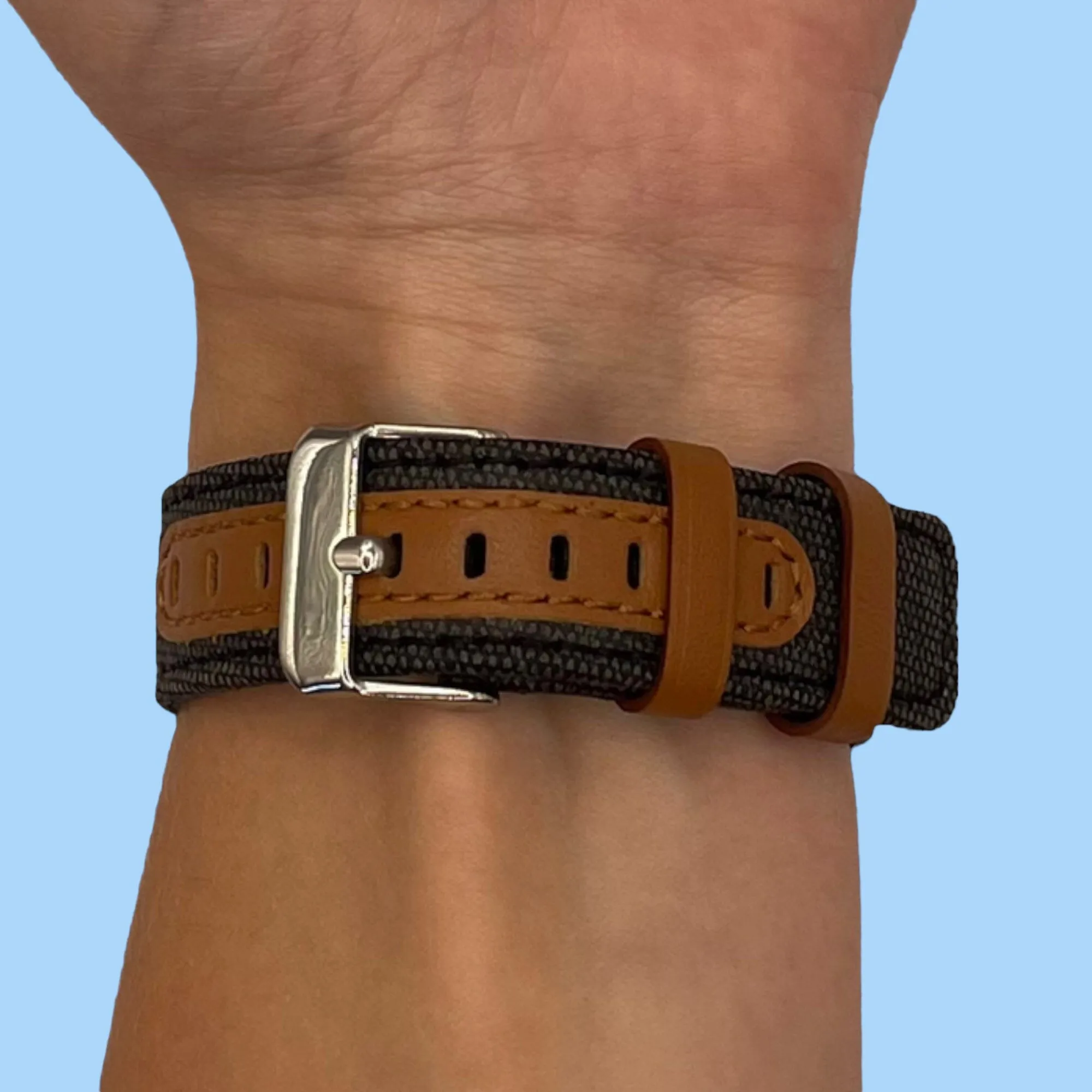 Denim & Leather Watch Straps Compatible with the Oppo Watch 41mm