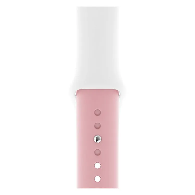 Double Colors Silicone Watch Band for Apple Watch Series 3 & 2 & 1 42mm(White Light Pink)